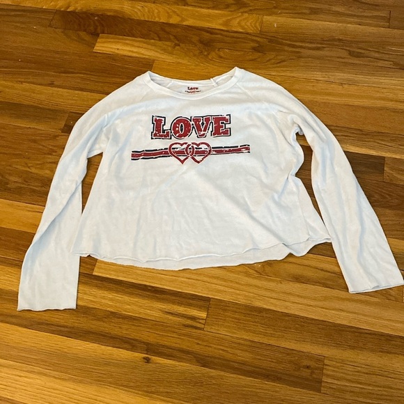 So Nikki Girls White ‘Love’ Long Sleeve Shirt Size L
